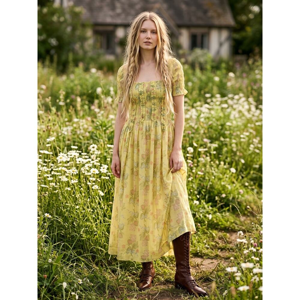 Free People Damson Madder Dainty Ethereal Cottage Raphaela Ruffle Midi Dress 4